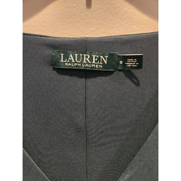 Lauren Ralph Lauren dark green Black Label Classic Dress Knit Ruched front sz 6 - Picture 4 of 6